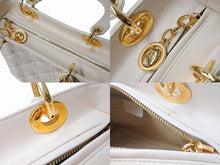 Load image into Gallery viewer, Christian Dior クリスチャンディオール レディ ディオール 2WAY ショルダーバッグ ミディアム カナージュ ラムスキン ライトベージュ M0565ONGE 美品 中古 4b003463