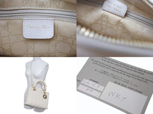 Christian Dior クリスチャンディオール レディ ディオール 2WAY ショルダーバッグ ミディアム カナージュ ラムスキン ライトベージュ M0565ONGE 美品 中古 4b003463