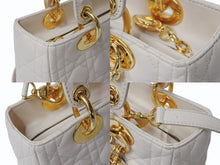 Load image into Gallery viewer, Christian Dior クリスチャンディオール レディ ディオール 2WAY ショルダーバッグ ミディアム カナージュ ラムスキン ライトベージュ M0565ONGE 美品 中古 4b003463