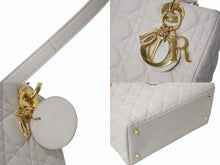 Load image into Gallery viewer, Christian Dior クリスチャンディオール レディ ディオール 2WAY ショルダーバッグ ミディアム カナージュ ラムスキン ライトベージュ M0565ONGE 美品 中古 4b003463
