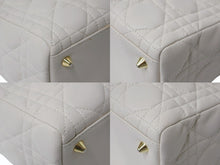 Load image into Gallery viewer, Christian Dior クリスチャンディオール レディ ディオール 2WAY ショルダーバッグ ミディアム カナージュ ラムスキン ライトベージュ M0565ONGE 美品 中古 4b003463