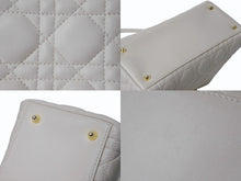 Load image into Gallery viewer, Christian Dior クリスチャンディオール レディ ディオール 2WAY ショルダーバッグ ミディアム カナージュ ラムスキン ライトベージュ M0565ONGE 美品 中古 4b003463