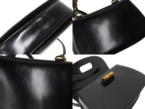 GUCCI グッチ バンブー 2WAY ハンドバッグ 000 2684 0633 レザー ブラック ゴールド金具 ウッド ショルダー 鞄 美品 中古 4b003464