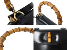 Load image into Gallery viewer, GUCCI グッチ バンブー 2WAY ハンドバッグ 000 2684 0633 レザー ブラック ゴールド金具 ウッド ショルダー 鞄 美品 中古 4b003464