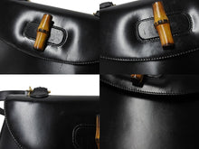 Load image into Gallery viewer, GUCCI グッチ バンブー 2WAY ハンドバッグ 000 2684 0633 レザー ブラック ゴールド金具 ウッド ショルダー 鞄 美品 中古 4b003464