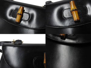 GUCCI グッチ バンブー 2WAY ハンドバッグ 000 2684 0633 レザー ブラック ゴールド金具 ウッド ショルダー 鞄 美品 中古 4b003464