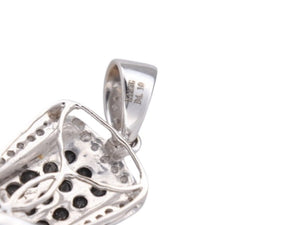 極美品 クロス 十字架 ペンダントトップ チャーム 重量約13.6g K18WG/D4.10刻印 パヴェダイヤ ダイヤモンド ブラックダイヤモンド 中古 4b003472