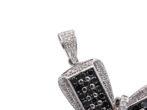 極美品 クロス 十字架 ペンダントトップ チャーム 重量約13.6g K18WG/D4.10刻印 パヴェダイヤ ダイヤモンド ブラックダイヤモンド 中古 4b003472