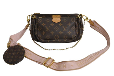 LOUIS VUITTON ルイヴィトン ミュルティ ポシェット アクセソワール ショルダーバッグ M44840 モノグラム ブラウン ピンク 美品 中古 4b003475