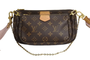 LOUIS VUITTON ルイヴィトン ミュルティ ポシェット アクセソワール ショルダーバッグ M44840 モノグラム ブラウン ピンク 美品 中古 4b003475
