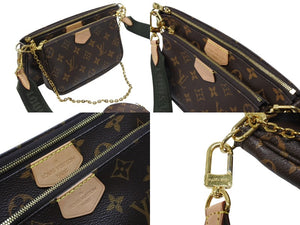 極美品 LOUIS VUITTON ルイヴィトン ミュルティポシェット アクセソワール カーキ ショルダーバッグ モノグラム M44813 中古 4b003476