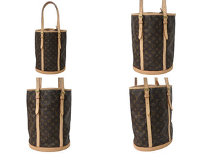 新品未使用 LOUIS VUITTON ルイ ヴィトン ハンドバッグ バケットGM モノグラム M42236 PVC レザー ブラウン ゴールド金具 中古 4b003477