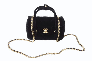 新品未使用 CHANEL シャネル ハンドバッグ チェーンショルダーバッグ 2WAY ランダム番台 ベルベット ココマーク キルティング ブラック 中古 4b003482