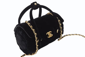 新品未使用 CHANEL シャネル ハンドバッグ チェーンショルダーバッグ 2WAY ランダム番台 ベルベット ココマーク キルティング ブラック 中古 4b003482