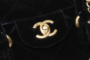 新品未使用 CHANEL シャネル ハンドバッグ チェーンショルダーバッグ 2WAY ランダム番台 ベルベット ココマーク キルティング ブラック 中古 4b003482
