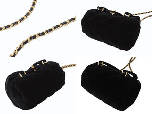 新品未使用 CHANEL シャネル ハンドバッグ チェーンショルダーバッグ 2WAY ランダム番台 ベルベット ココマーク キルティング ブラック 中古 4b003482