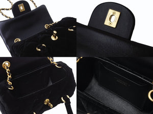 新品未使用 CHANEL シャネル ハンドバッグ チェーンショルダーバッグ 2WAY ランダム番台 ベルベット ココマーク キルティング ブラック 中古 4b003482