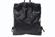 画像をギャラリービューアに読み込む, 極美品 CHANEL シャネル シャネル22 バックパック ハンドバッグ ココマーク ソーブラック カーフスキン ロゴ金具 中古 4b003486