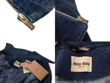 Load image into Gallery viewer, 新品未使用 MIUMIU ミュウミュウ ウォッシュドコーデュロイ ブルゾンジャケット ML1152 サイズ38 ロゴパッチ ブルー 中古 4b003491