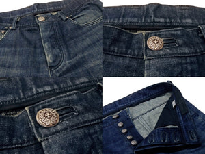 CHROME HEARTS クロムハーツ フレアニー デニムパンツ ジーンズ サイズ33 ホースシューボタン インディゴブルー 美品 中古 4b003492 