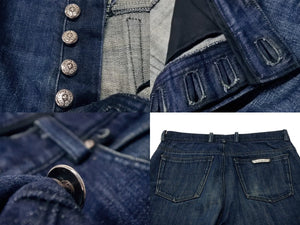 CHROME HEARTS クロムハーツ フレアニー デニムパンツ ジーンズ サイズ33 ホースシューボタン インディゴブルー 美品 中古 4b003492 