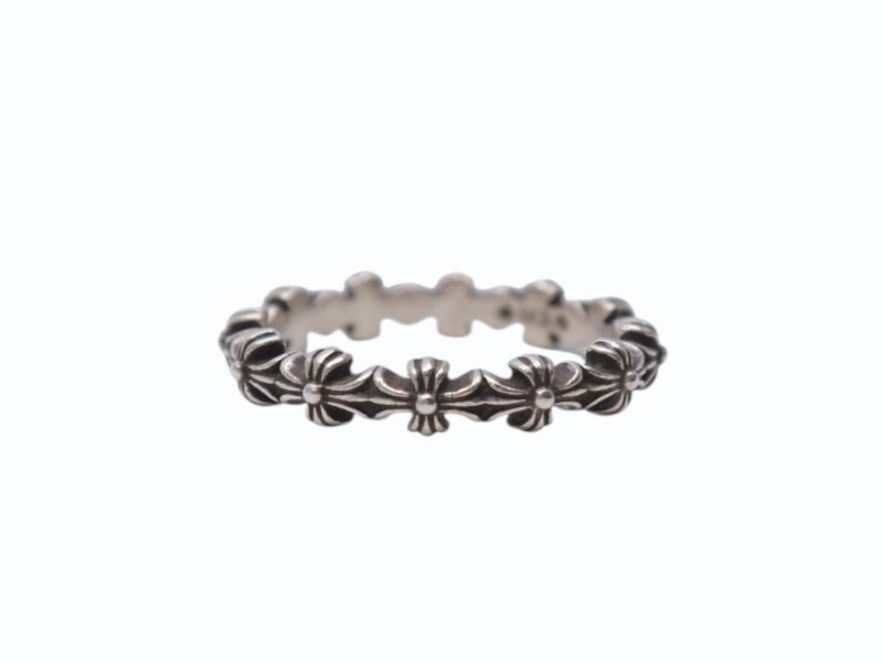 極美品 CHROME HEARTS クロムハーツ TINY E CH PLUS BAND タイニー E CHプラス バンドリング 指輪 重量約2.2g 11.5号 シルバ−925 中古 4b003495 