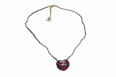 極美品 CHANEL シャネル ツイード ハート ココマーク ロケットペンダント ネックレス AP9485 B22 K 中古 4b003497