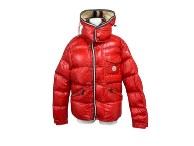 MONCLER モンクレール BRANSON ブランソン ダウンジャケット 41355 サイズ0 CLASS1 フード付き レッド 美品 中古 4b003503 