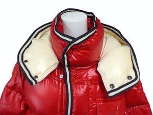 MONCLER モンクレール BRANSON ブランソン ダウンジャケット 41355 サイズ0 CLASS1 フード付き レッド 美品 中古 4b003503 