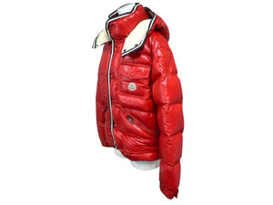 MONCLER モンクレール BRANSON ブランソン ダウンジャケット 41355 サイズ0 CLASS1 フード付き レッド 美品 中古 4b003503 