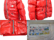 画像をギャラリービューアに読み込む, MONCLER モンクレール BRANSON ブランソン ダウンジャケット 41355 サイズ0 CLASS1 フード付き レッド 美品 中古 4b003503 