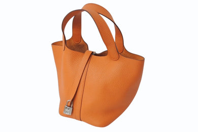 HERMES エルメス ピコタンロック PM ハンドバッグ トリヨンクレマンス オレンジ シルバー金具 ◻︎Q刻印 美品 中古 4b003510