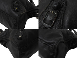 BALENCIAGA バレンシアガ ジャイアント ブローズ シティ 2WAY ハンドバッグ ブラック レザー 258044 ショルダー シルバー金具 良品 中古 4b003511