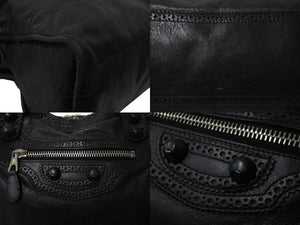 BALENCIAGA バレンシアガ ジャイアント ブローズ シティ 2WAY ハンドバッグ ブラック レザー 258044 ショルダー シルバー金具 良品 中古 4b003511