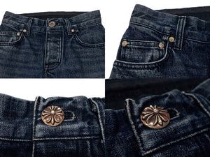 極美品 CHROME HEARTS クロムハーツ フレアデニムパンツ ブーツカット クロスボールデニムパンツ コットン インディゴ サイズ27 中古 4b003515 