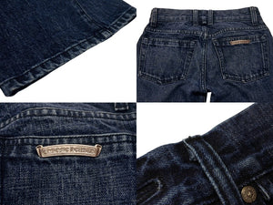 極美品 CHROME HEARTS クロムハーツ フレアデニムパンツ ブーツカット クロスボールデニムパンツ コットン インディゴ サイズ27 中古 4b003515 