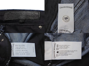 極美品 CHROME HEARTS クロムハーツ フレアデニムパンツ ブーツカット クロスボールデニムパンツ コットン インディゴ サイズ27 中古 4b003515 