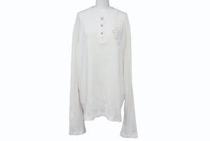 CHROME HEARTS クロムハーツ 長袖Ｔシャツ ロンT サーマル セメタリークロス レザーパッチ ホワイト コットン サイズXL 美品 中古 4b003518