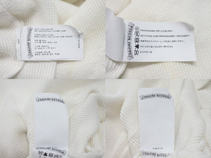 CHROME HEARTS クロムハーツ 長袖Ｔシャツ ロンT サーマル セメタリークロス レザーパッチ ホワイト コットン サイズXL 美品 中古 4b003518