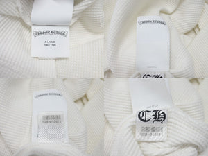 CHROME HEARTS クロムハーツ 長袖Ｔシャツ ロンT サーマル セメタリークロス レザーパッチ ホワイト コットン サイズXL 美品 中古 4b003518