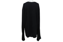 Load image into Gallery viewer, 極美品 CHROME HEARTS クロムハーツ 長袖Ｔシャツ ロンT サーマル セメタリークロス レザーパッチ ブラック コットン サイズXL 中古 4b003519