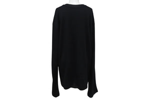 極美品 CHROME HEARTS クロムハーツ 長袖Ｔシャツ ロンT サーマル セメタリークロス レザーパッチ ブラック コットン サイズXL 中古 4b003519