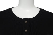 Load image into Gallery viewer, 極美品 CHROME HEARTS クロムハーツ 長袖Ｔシャツ ロンT サーマル セメタリークロス レザーパッチ ブラック コットン サイズXL 中古 4b003519