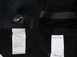 極美品 CHROME HEARTS クロムハーツ 長袖Ｔシャツ ロンT サーマル セメタリークロス レザーパッチ ブラック コットン サイズXL 中古 4b003519