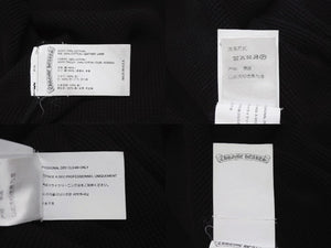 極美品 CHROME HEARTS クロムハーツ 長袖Ｔシャツ ロンT サーマル セメタリークロス レザーパッチ ブラック コットン サイズXL 中古 4b003519