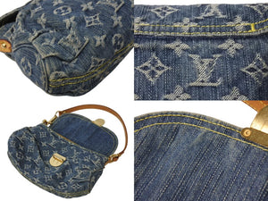 LOUIS VUITTON ルイヴィトン ミニプリーティ ハンドバッグ M95050 モノグラムデニム レザー ブルー 美品 中古 4b003520