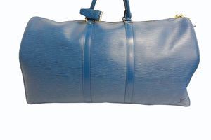 LOUIS VUITTON ルイヴィトン エピ キーポル55 ボストンバッグ レザー ブルー M42955 ロゴ 旅行バッグ 青 鞄 美品 中古 4b003521