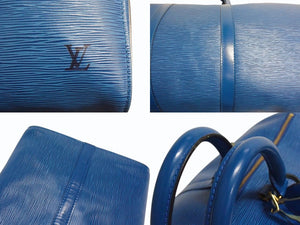 LOUIS VUITTON ルイヴィトン エピ キーポル55 ボストンバッグ レザー ブルー M42955 ロゴ 旅行バッグ 青 鞄 美品 中古 4b003521