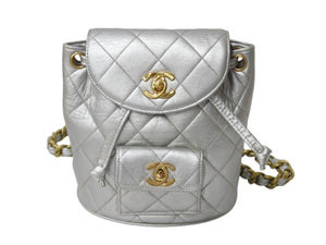 CHANEL シャネル ヴィンテージ マトラッセ リュック バックパック 2番台 ココマーク シルバー ゴールド金具 美品 中古 4b003522