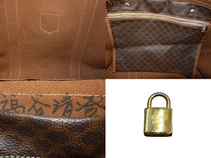 CELINE セリーヌ ボストンバッグ ブラウン PVC レザー ゴールド金具 美品 中古 4b003533